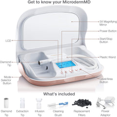 Trophy Skin MicrodermMD LCD screen displays modes for personalized microdermabrasion.