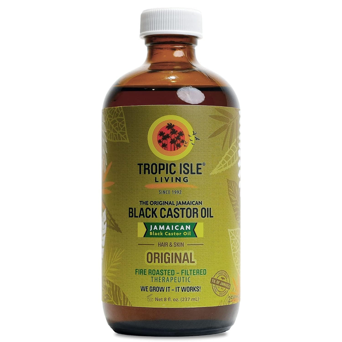 Tropic Isle Living Jamaican Black Castor Oil bottle for hair growth support.