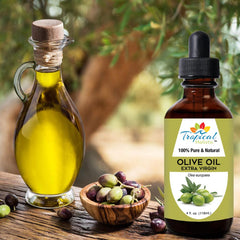 Tropical Holistic olive oil color texture reveals greenish-yellow hue for nourishing skin