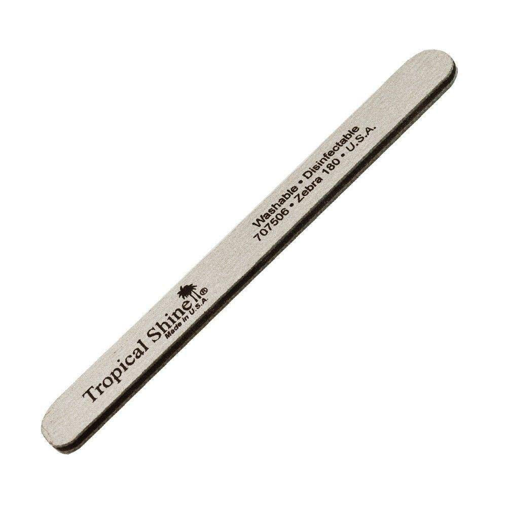 Tropical Shine Zebra Nail File close-up showcasing double-sided 180 grit for smooth shaping