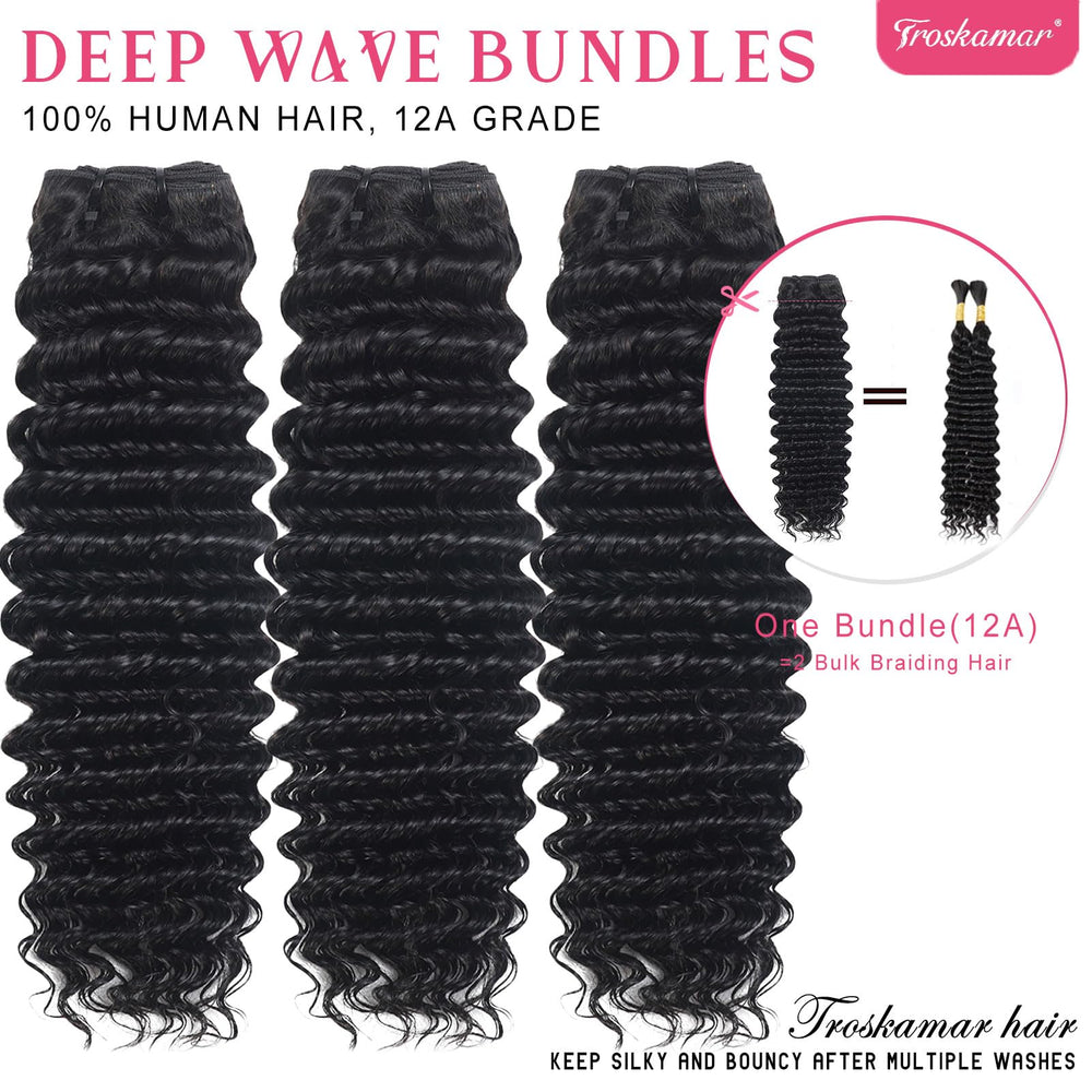 Troskamar Deep Wave Bundles 22inch full density with thick ends and movement