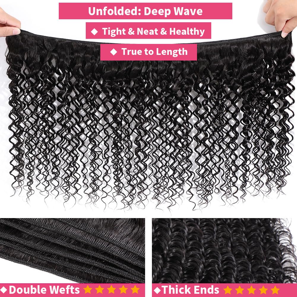 Troskamar Deep Wave Bundles silk packaging indicating premium unprocessed hair