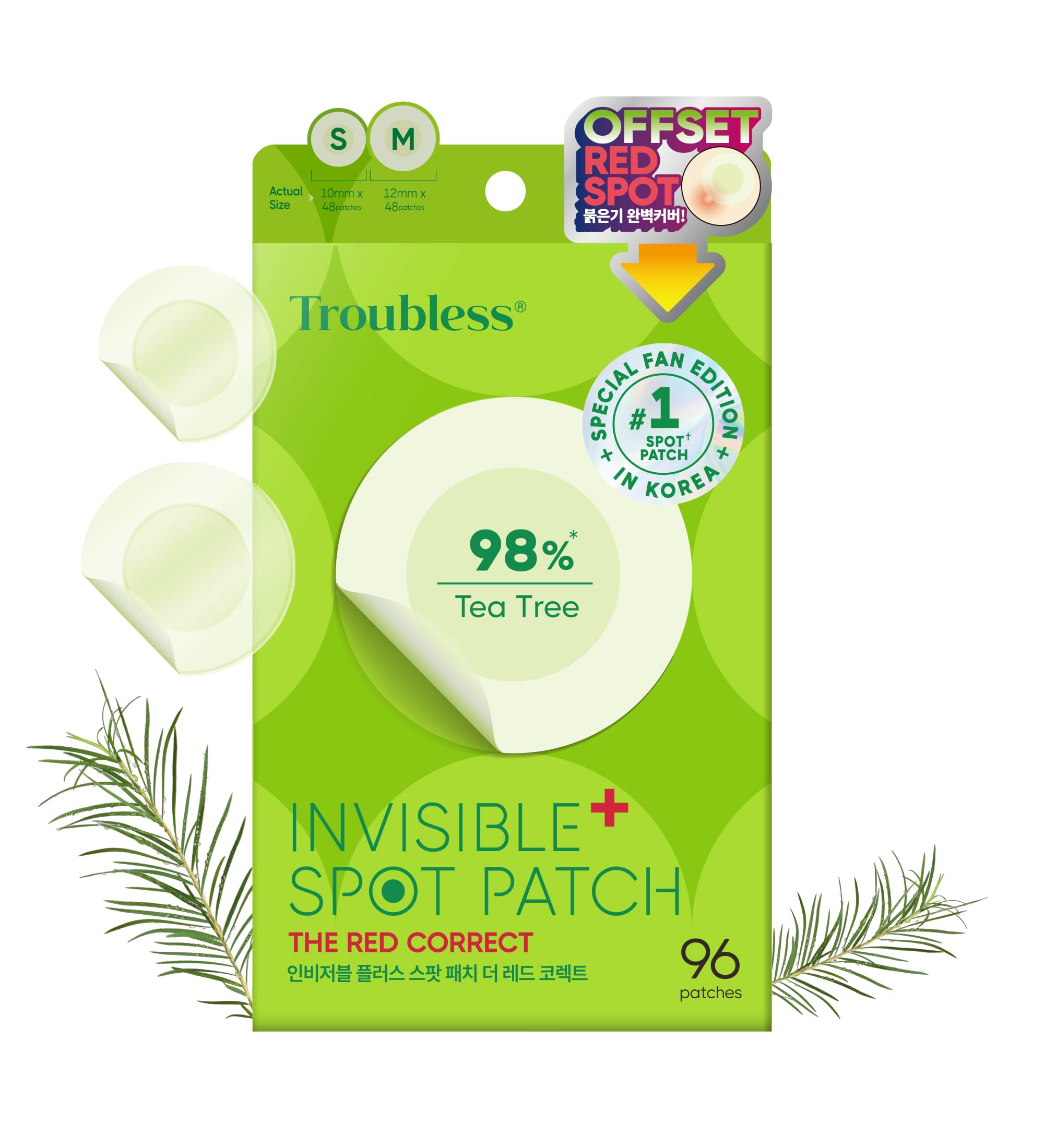 Troubless Invisible Plus Red Correct packshot showing discreet patch for subtle coverage