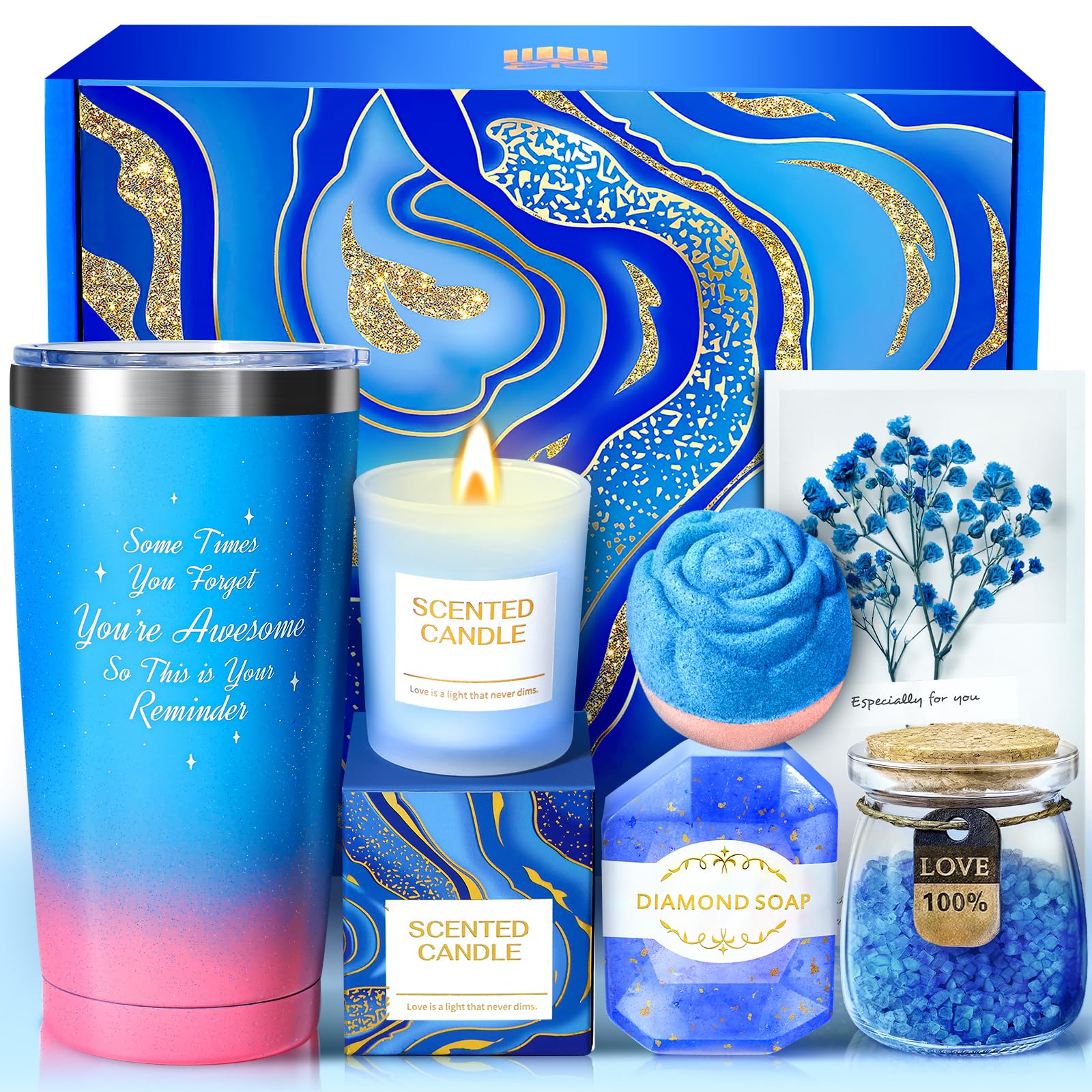TRSILLE gift basket with insulated tumbler for cozy gifting and daily hydration.
