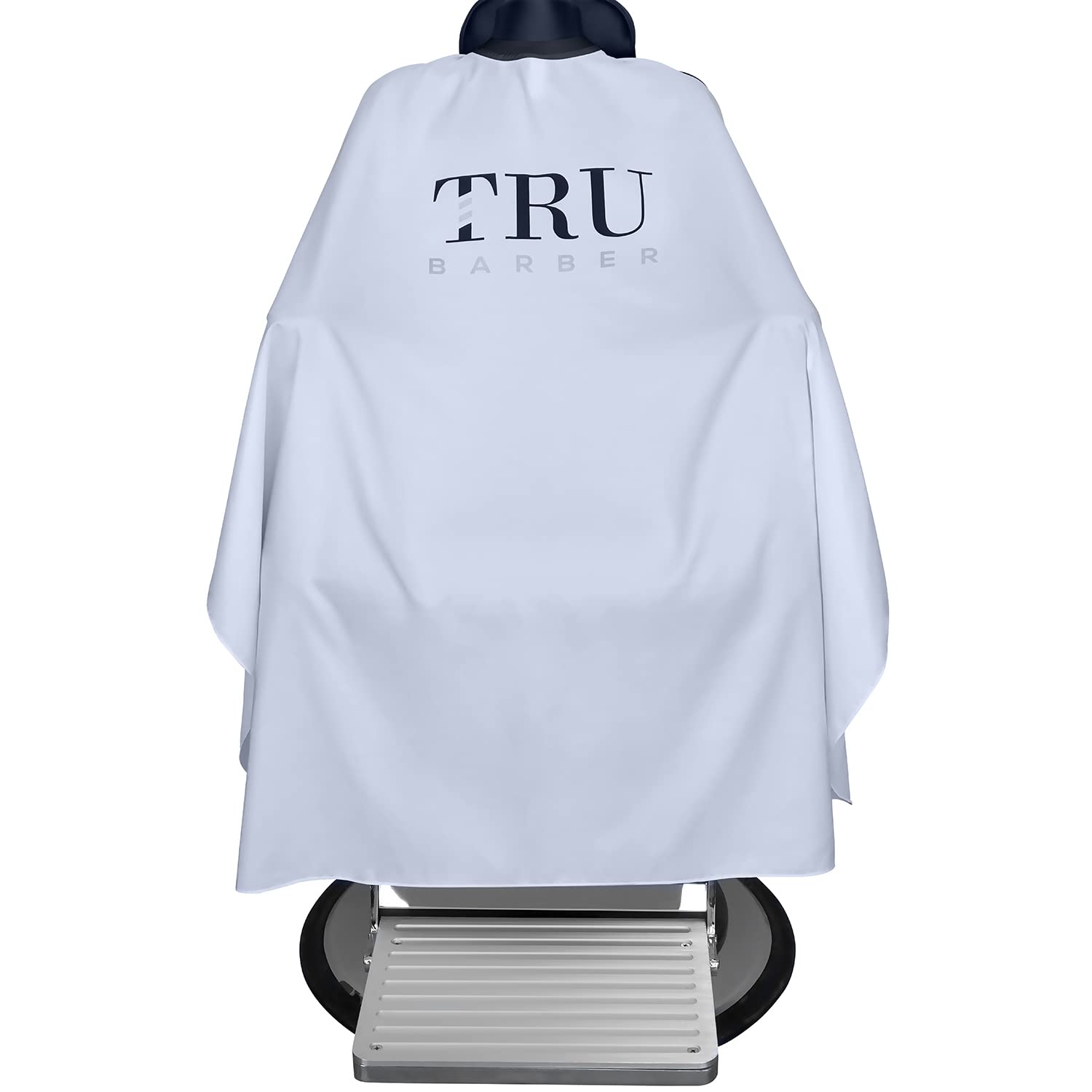 TRU BARBER silicone neck cape closeup emphasizes comfortable neck fit and protection.