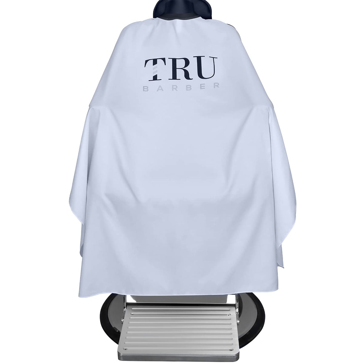 TRU BARBER silicone neck cape closeup emphasizes comfortable neck fit and protection.