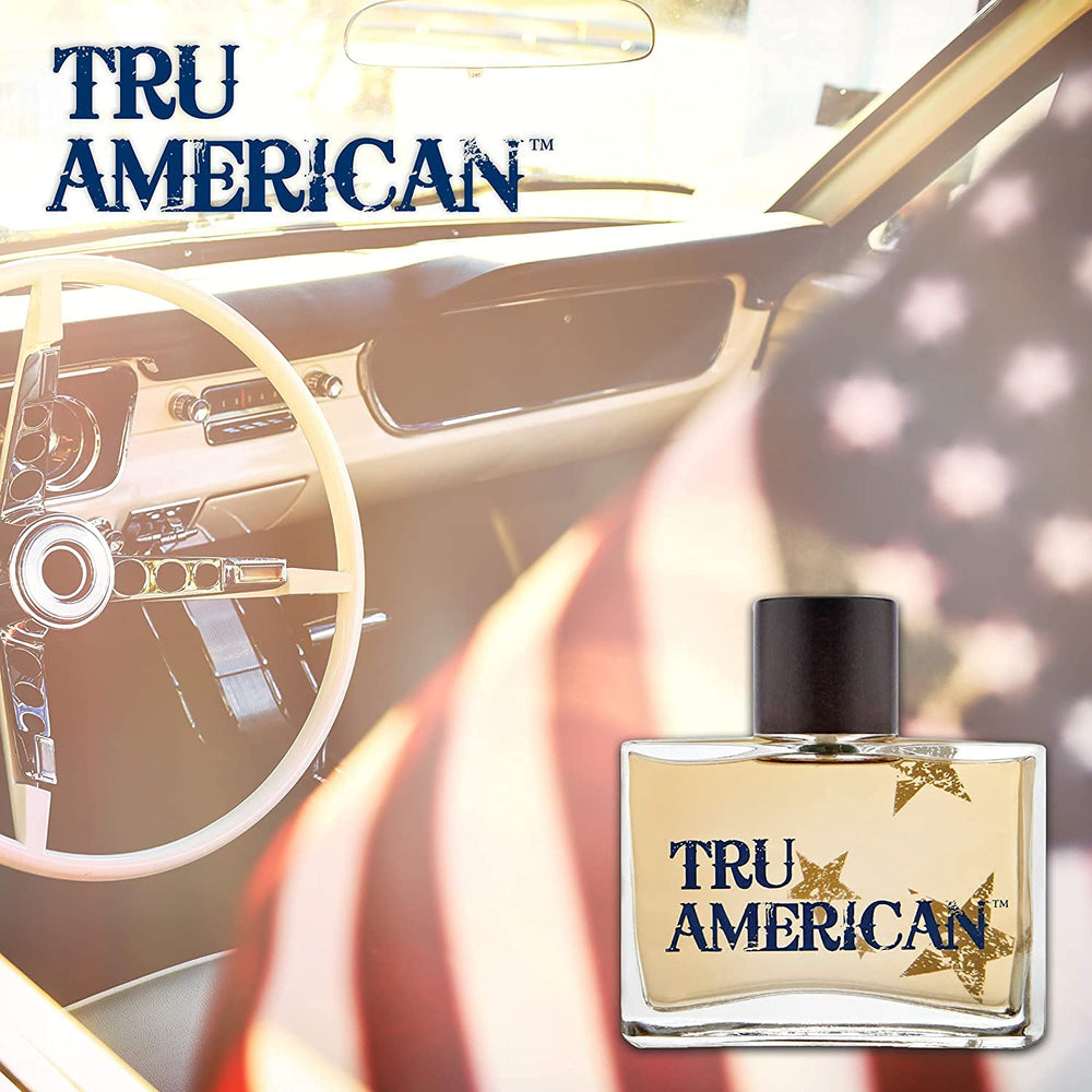 Tru Fragrance Beauty whiskey-flask-inspired bottle—classic Americana vibe for confident first impressions.