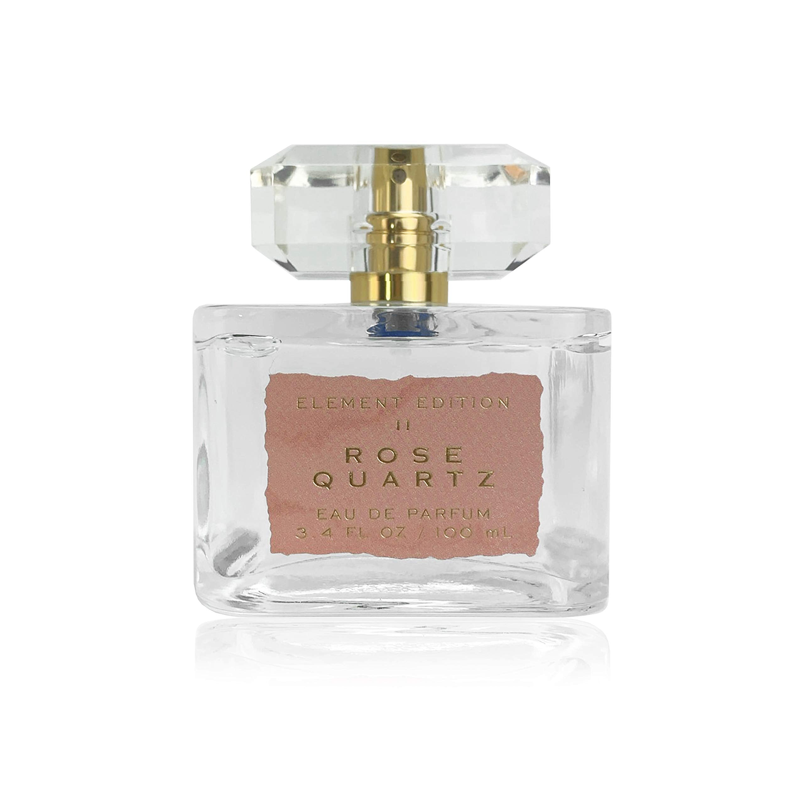 Tru Fragrance Beauty Element Edition Rose Quartz bottle emphasizes calming, balanced scent experience.