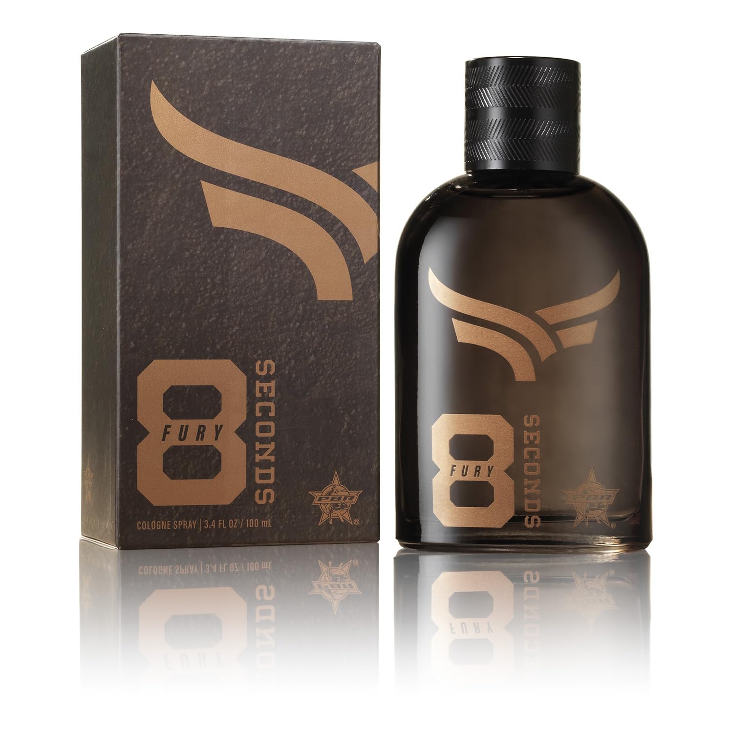 Tru Fragrance Beauty Tru Western PBR 8 Seconds Fury bottle highlights bold, long-lasting scent for daily wear.