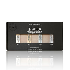 Tru Fragrance Leather Vintage Label No.2 Small Batch bottle evokes bourbon-inspired suede and fresh sage.
