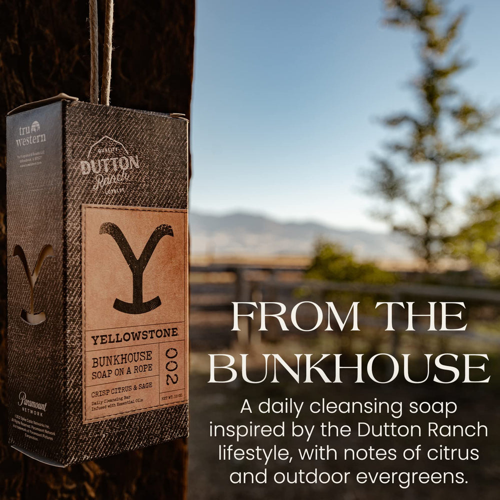 Tru Fragrance Beauty Yellowstone Bunkhouse Soap close-up bar with beef tallow for rich cleansing