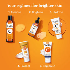 TruSkin Mineral Sunscreen SPF 30 ingredient list featuring Vitamin C and vegan Marine Collagen.