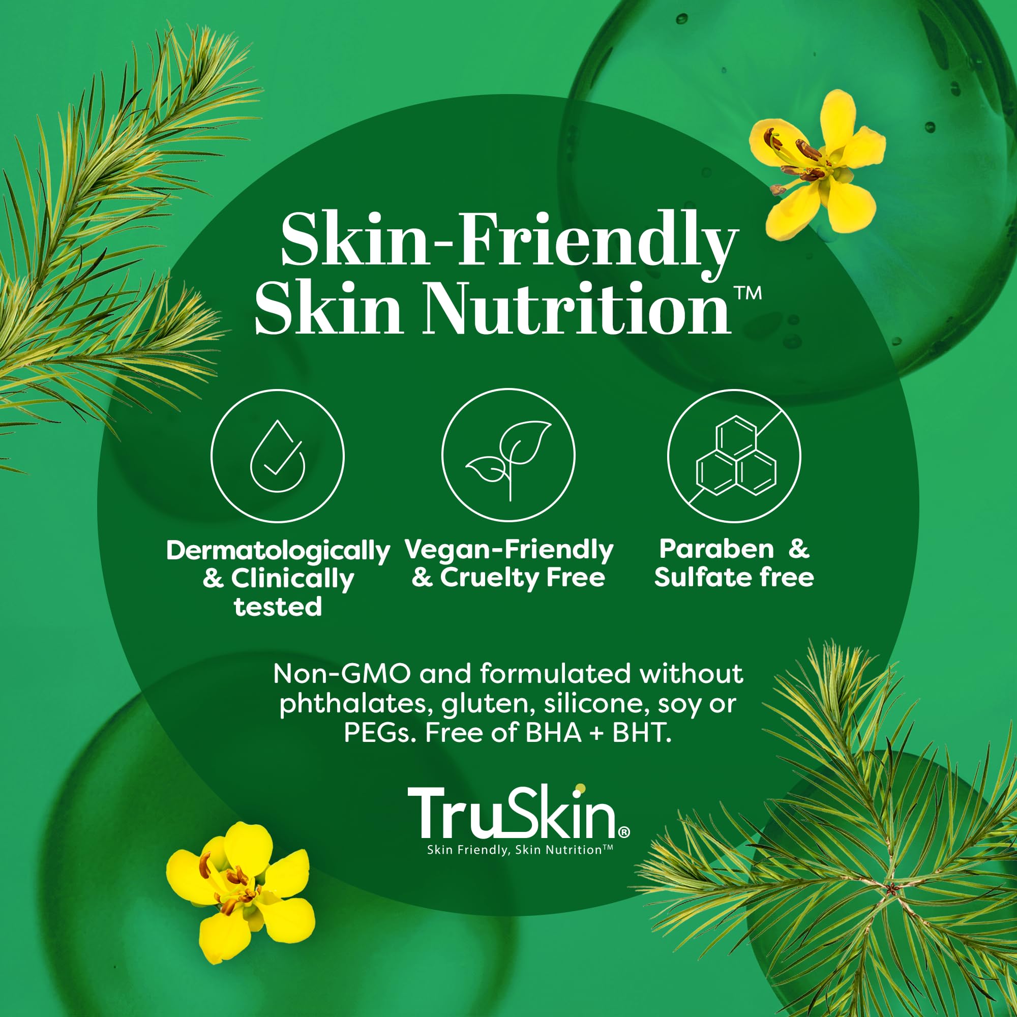 TruSkin Tea Tree Oil Acne Serum on a vanity evokes refreshed, glowing skin.