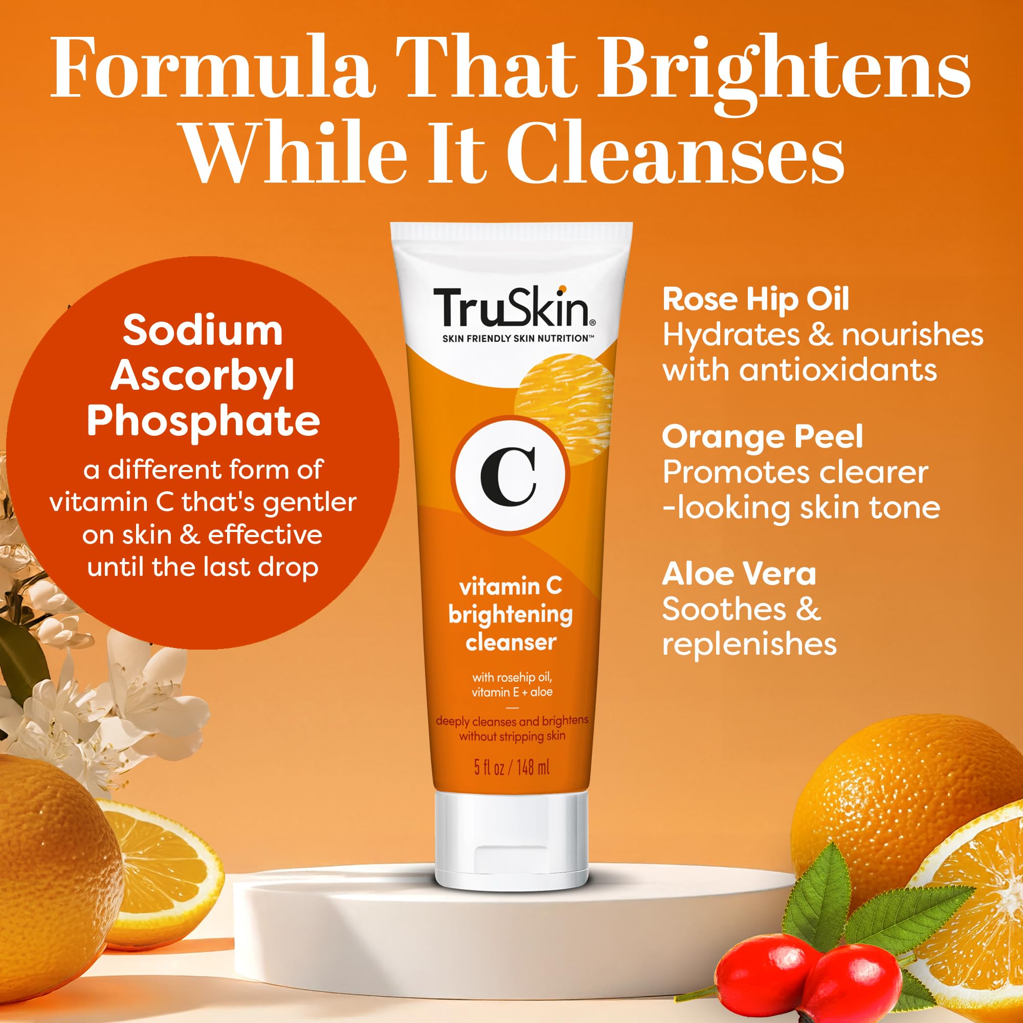TruSkin Vitamin C Cleanser pump-dispense for convenient, mess-free daily use