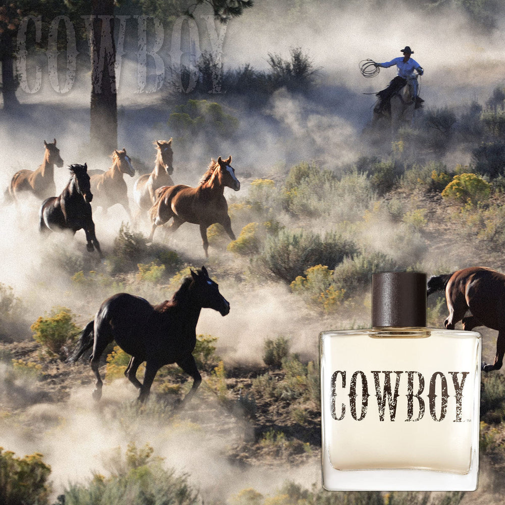 Tru Western Cowboy Cologne 3.4 oz bottle demonstrates travel-friendly everyday size.