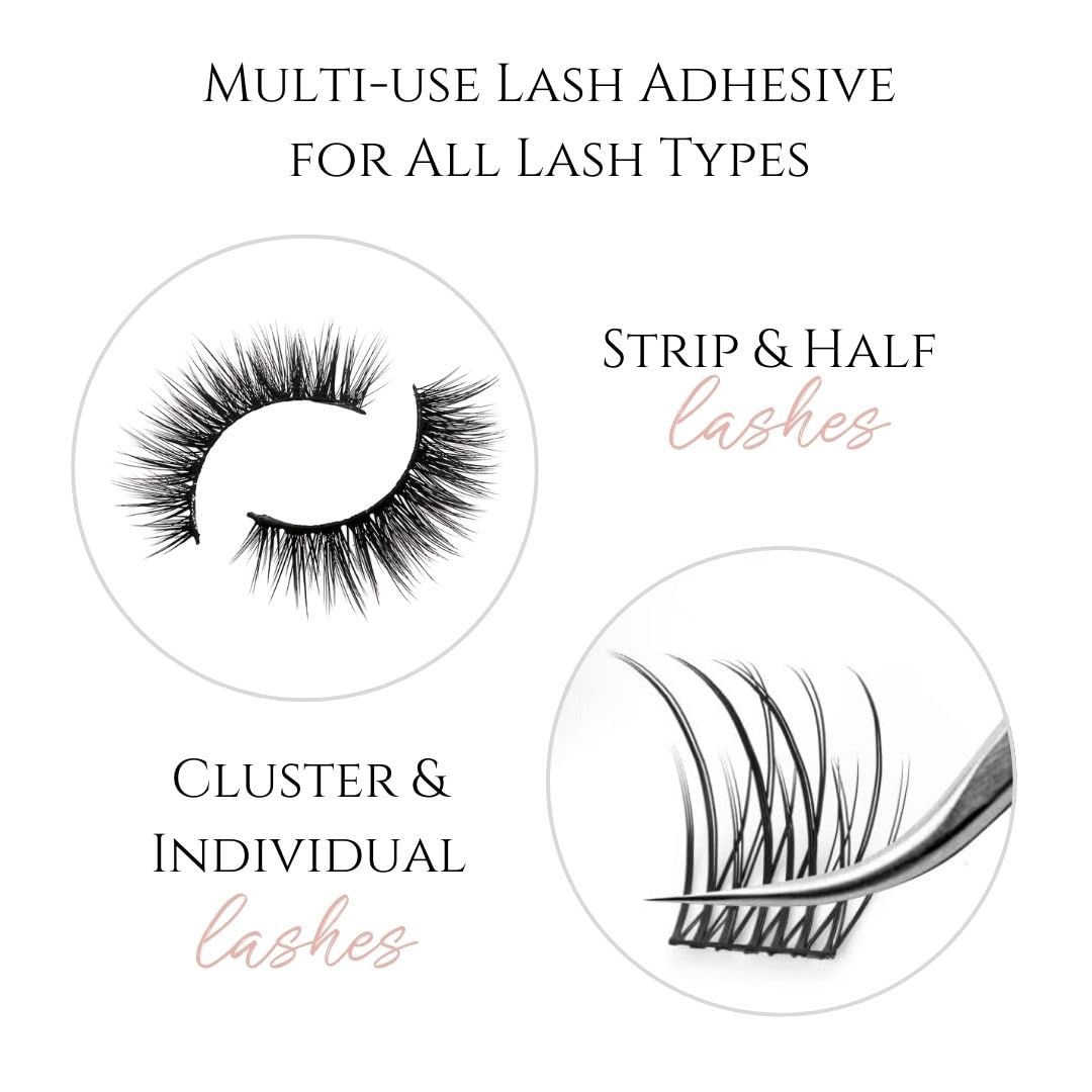 Compatibility with strip, half, and cluster lashes shown by True Beauty Lashes.