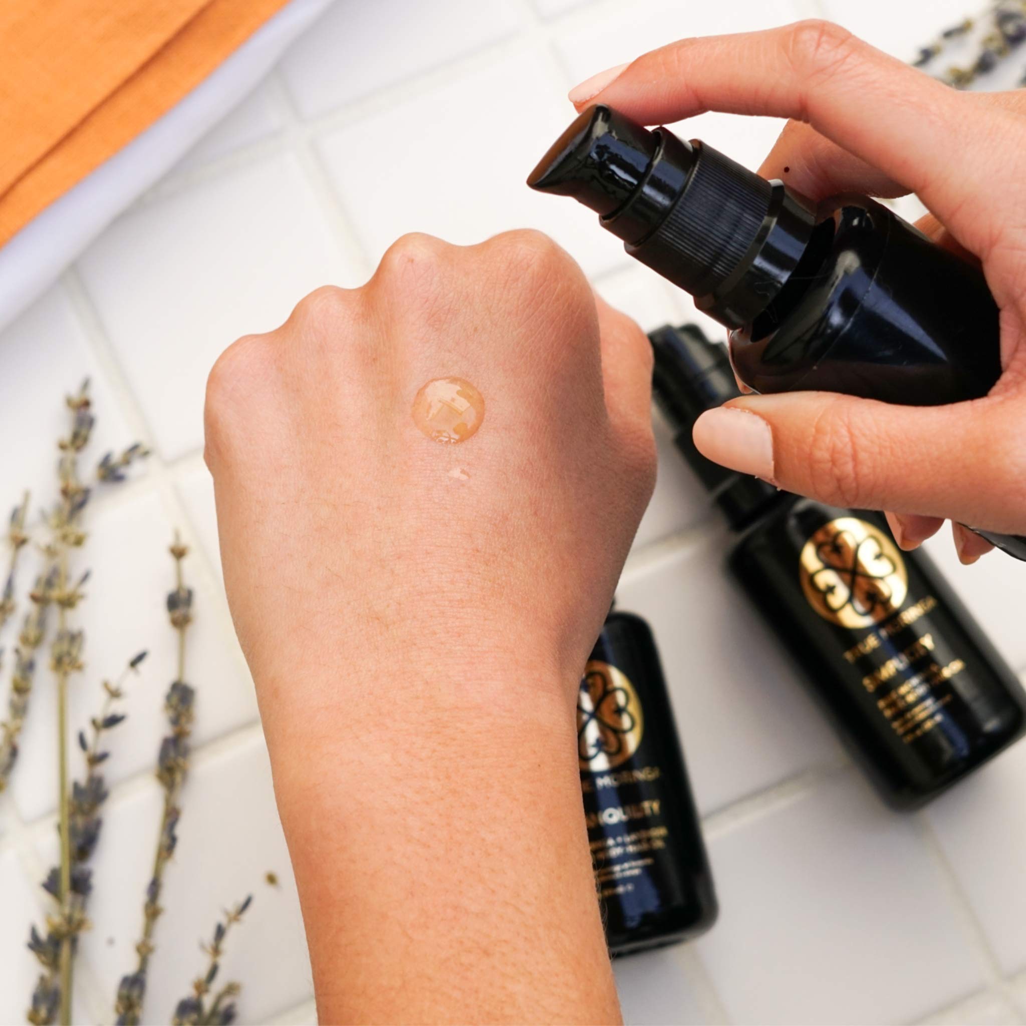True Moringa Oil hair care application showing shine without weighing hair