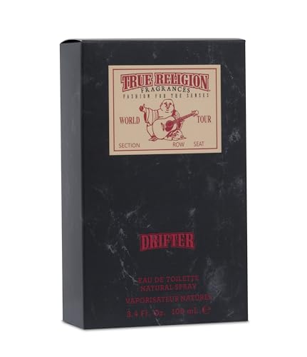 True Religion Drifter bottle cap highlights premium packaging for a refined grooming routine.