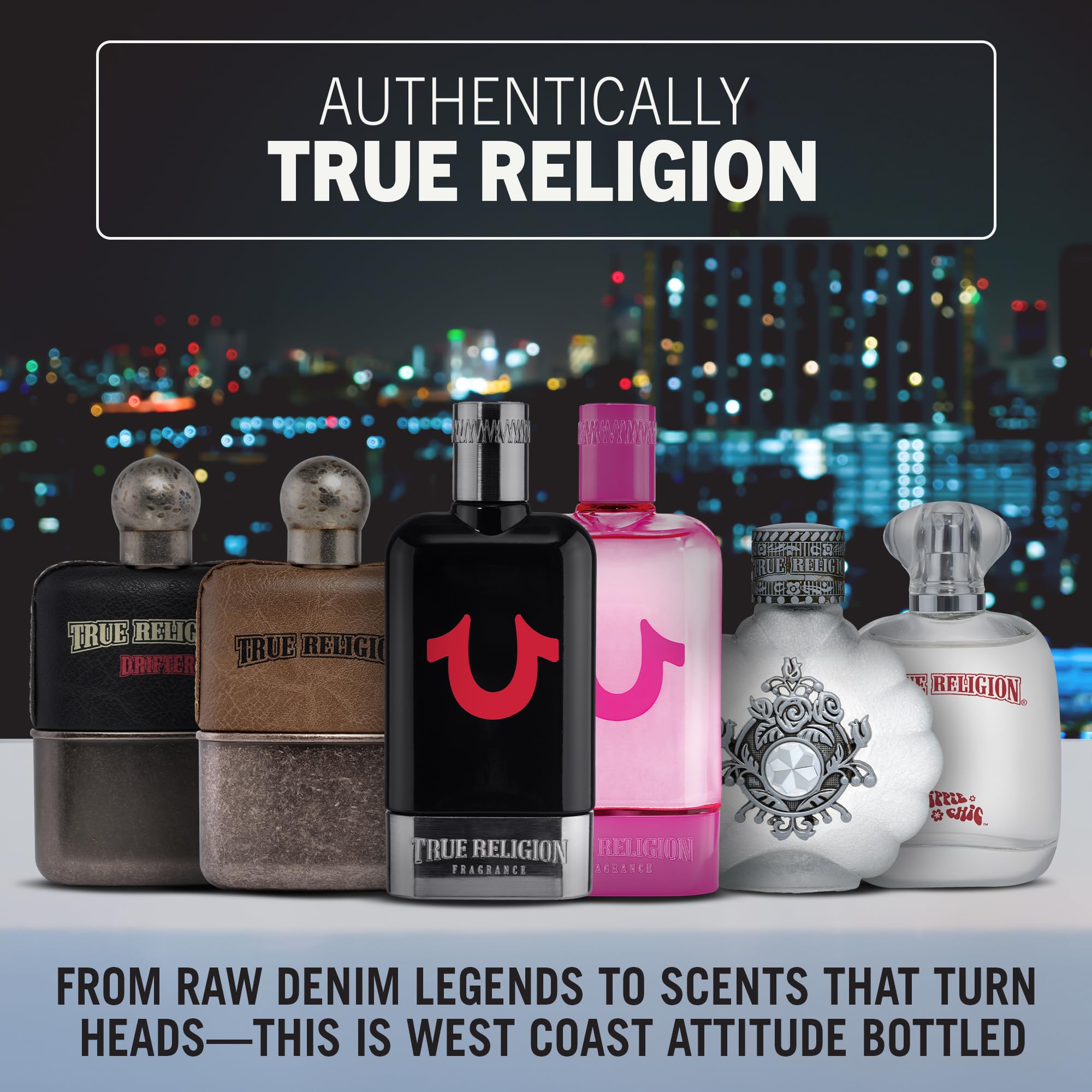 True Religion Fragrance for Women lifestyle shot for stylish scent moments.