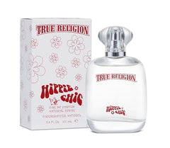 Closeup of True Religion Hippie Chic atomizer highlighting long-wear fragrance for all-day confidence.
