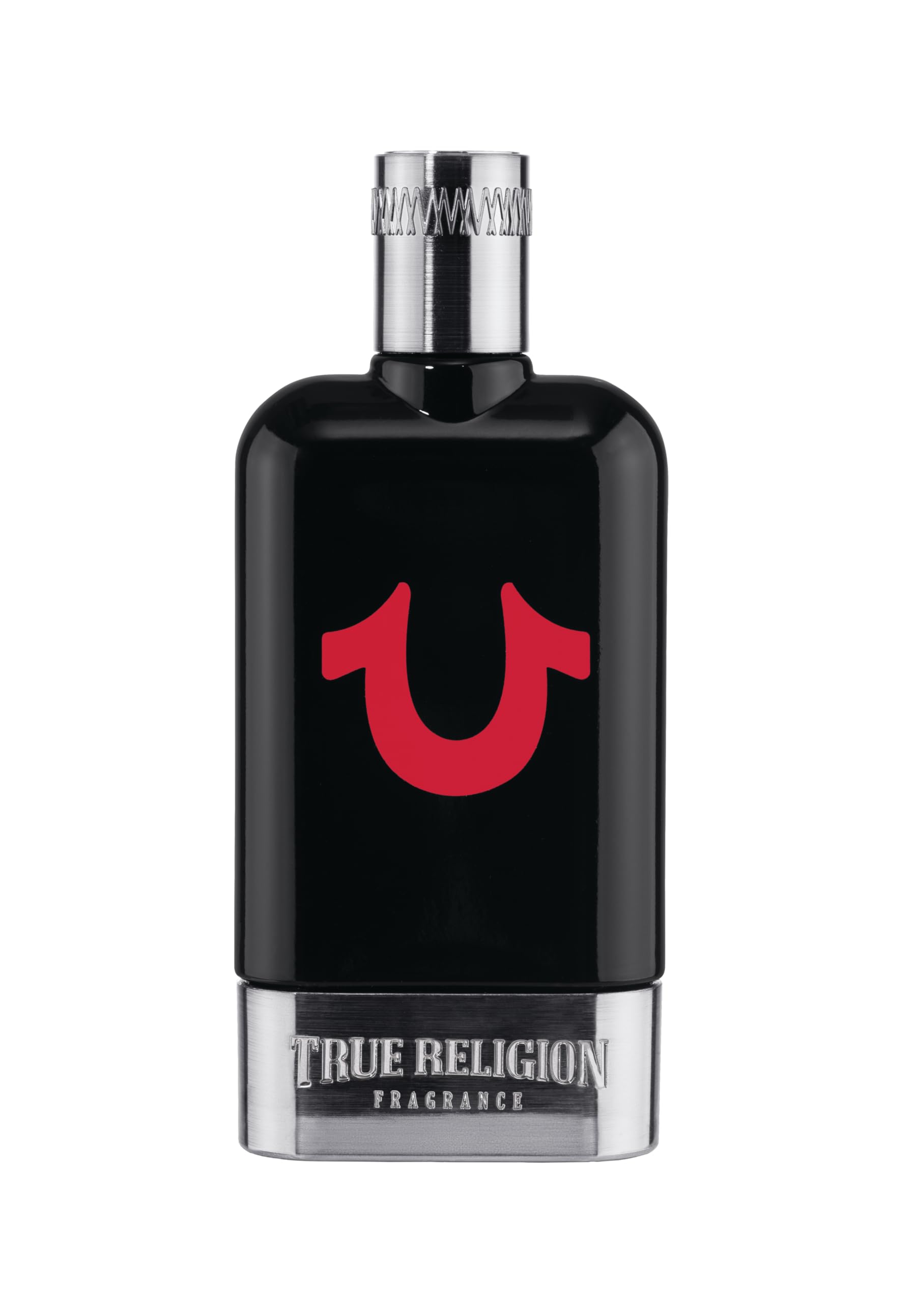 True Religion Men Cologne bottle front highlighting fresh citrus for daytime wear.