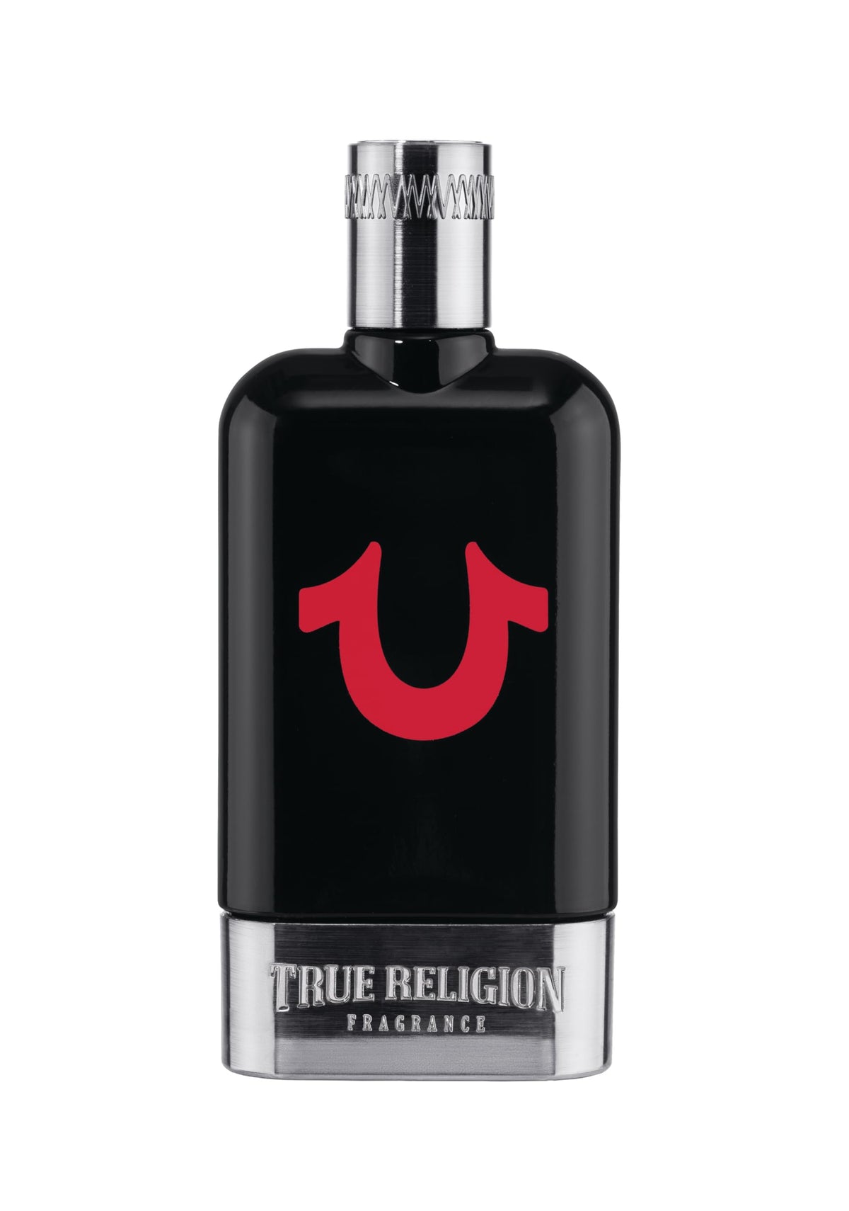 True Religion Men Cologne bottle front highlighting fresh citrus for daytime wear.