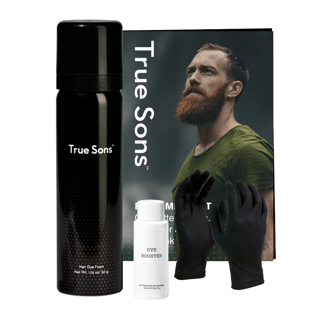 True Sons Hair Dye Foam application demonstrates easy, natural color result.