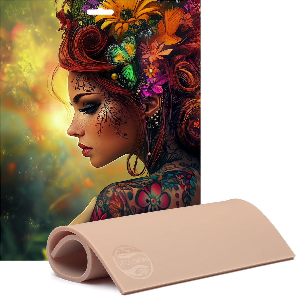 TrueSkin Platinum silicone tattoo practice skin 8.5x11 full surface offers versatile practice space.