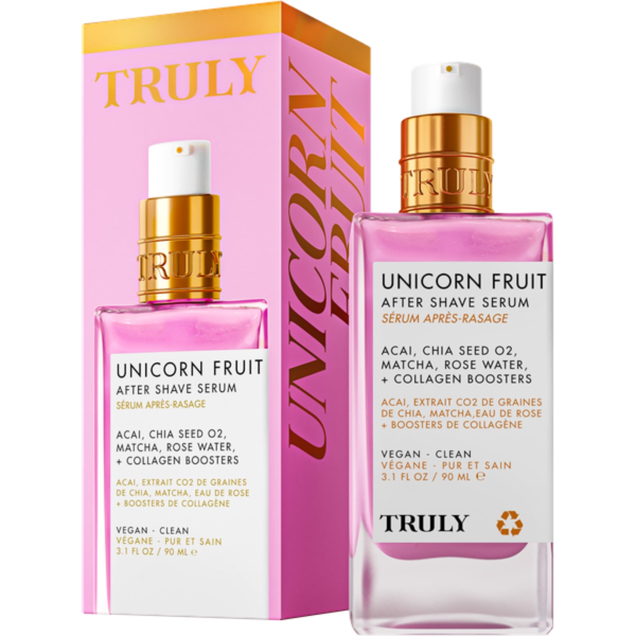 Truly Beauty Unicorn Fruit After Shave Serum anti-redness panel shows gentle redness relief.