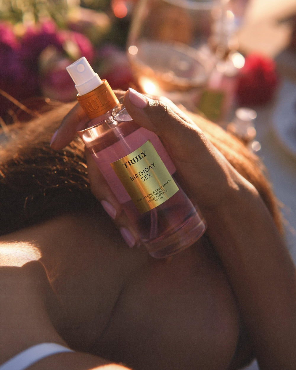 Truly Birthday Sex Perfume Mist on gift box signals luxury ritual.