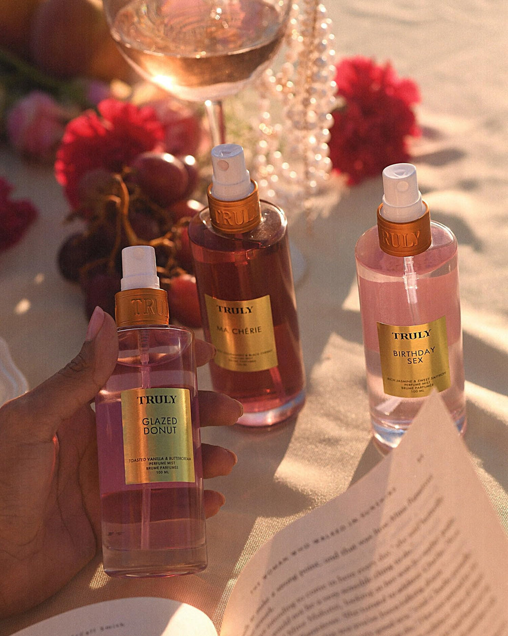 Truly Birthday Sex Perfume Mist patchouli-wisp hints warm evening allure.