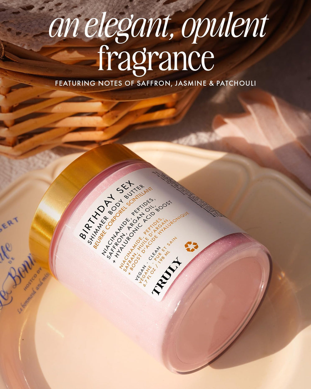 Truly Birthday Sex Shimmer Butter rosy glow application for instant radiance.