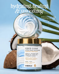 Truly Coco Cloud shave butter application demonstrates smooth glide during prep.