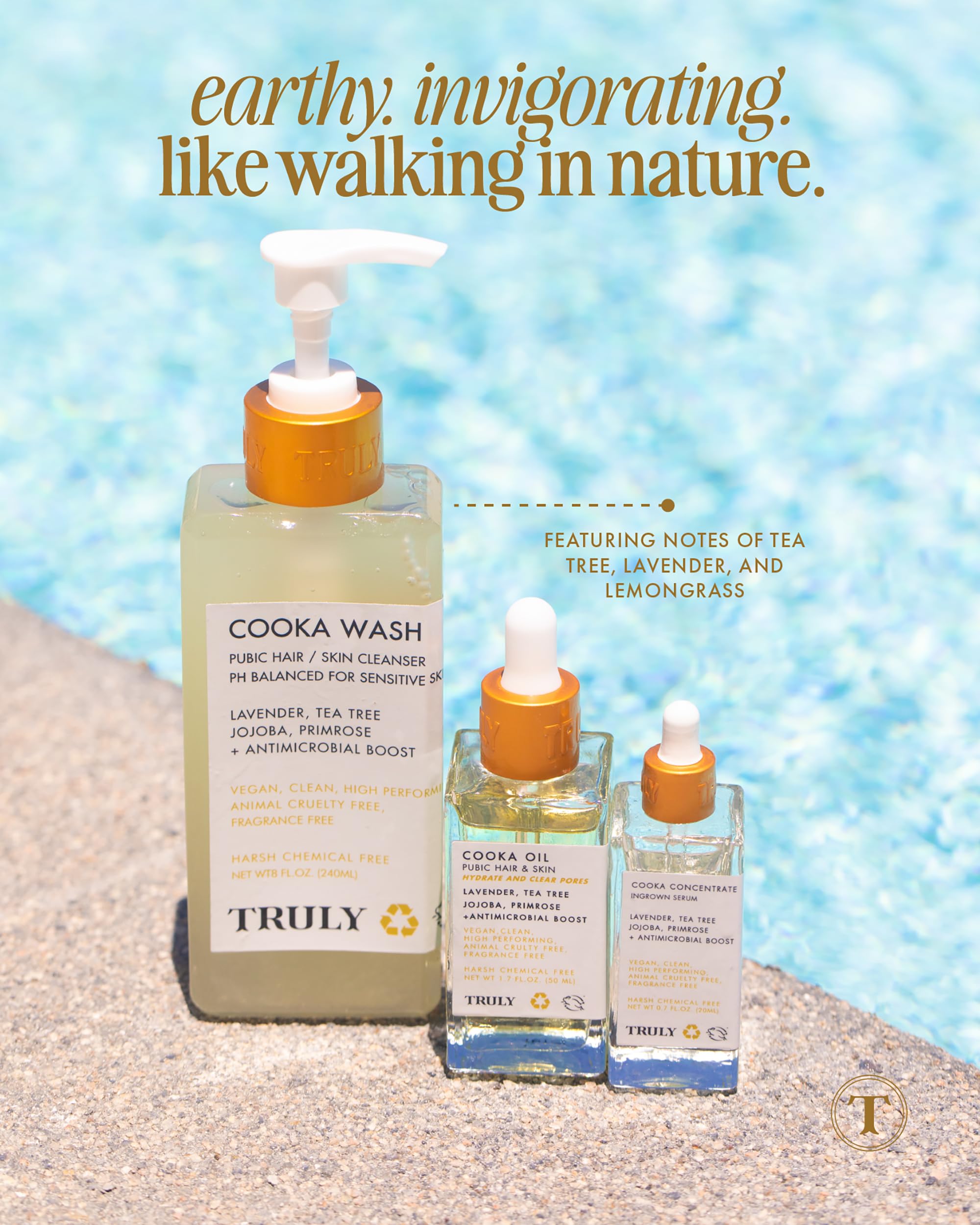 Truly Cooka Concentrate application on bikini line highlighting soothing, bump-free options.