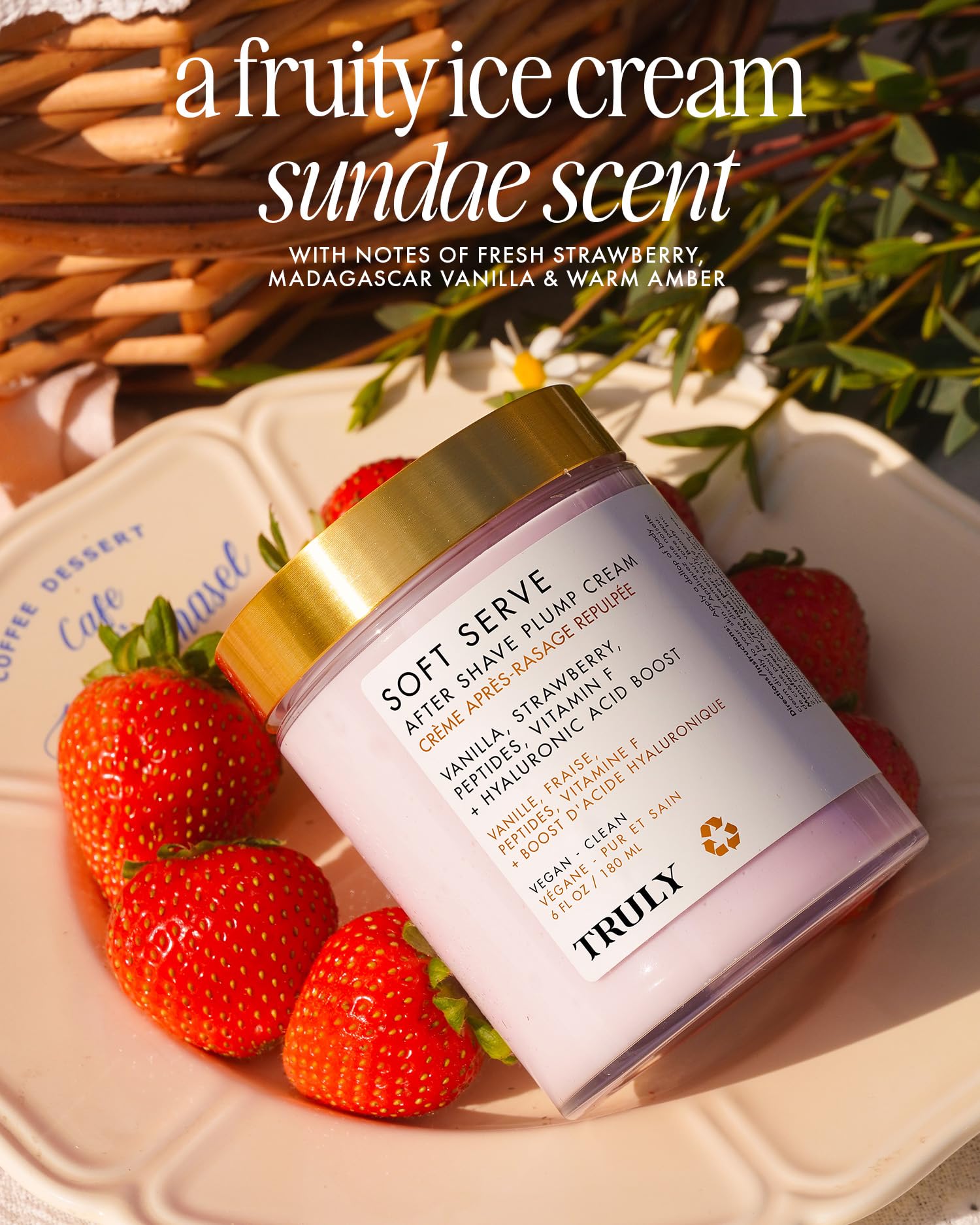 Truly Fragrance notes strawberry vanilla amber reflect sensory post-shave ritual.
