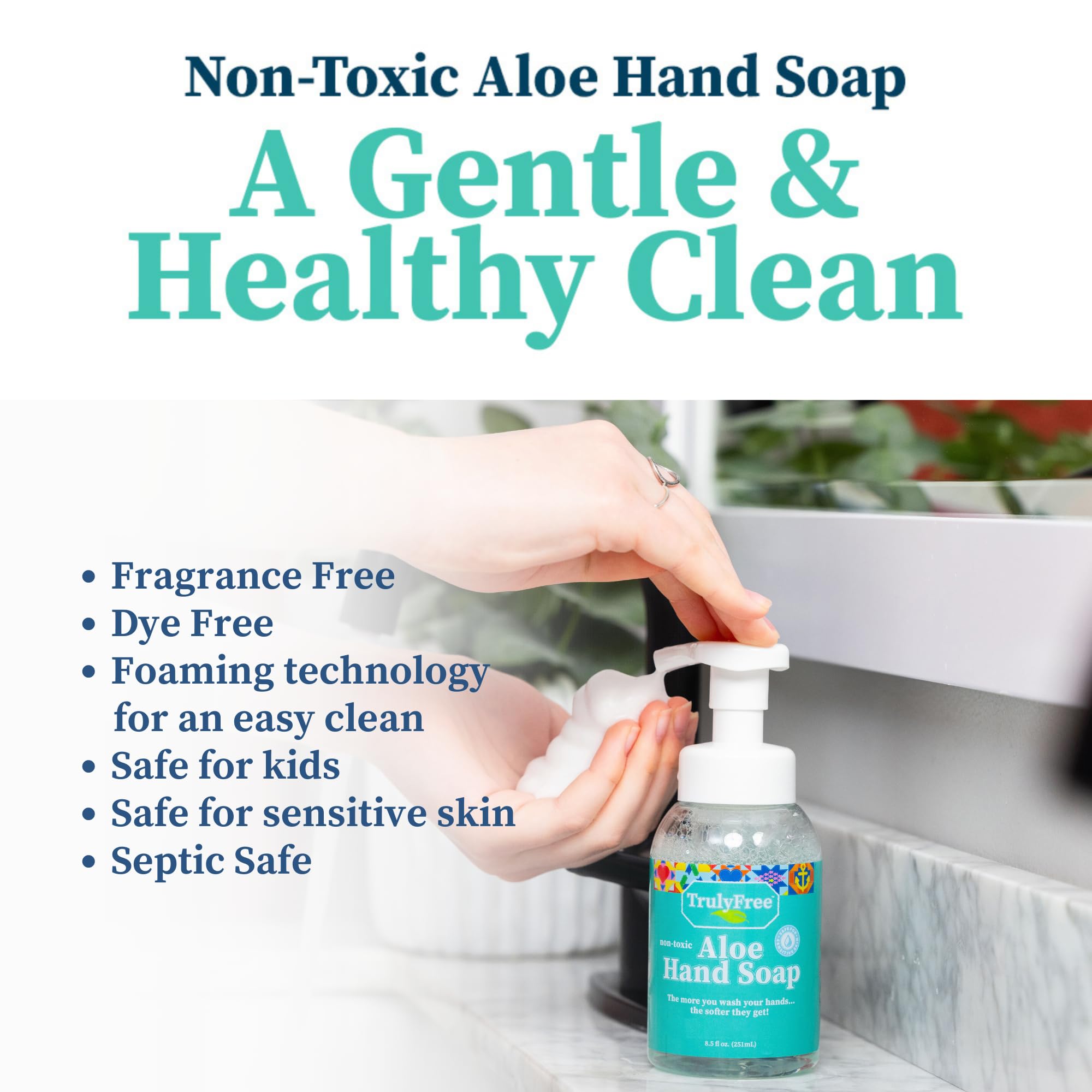 Truly Free Aloe plant image underscores plant-based formulation