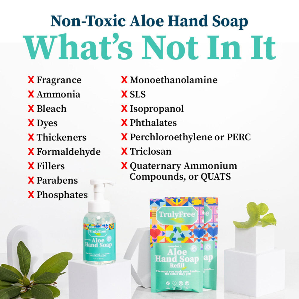 Truly Free Aloe Unscented Hand Soap sized for daycare safe use