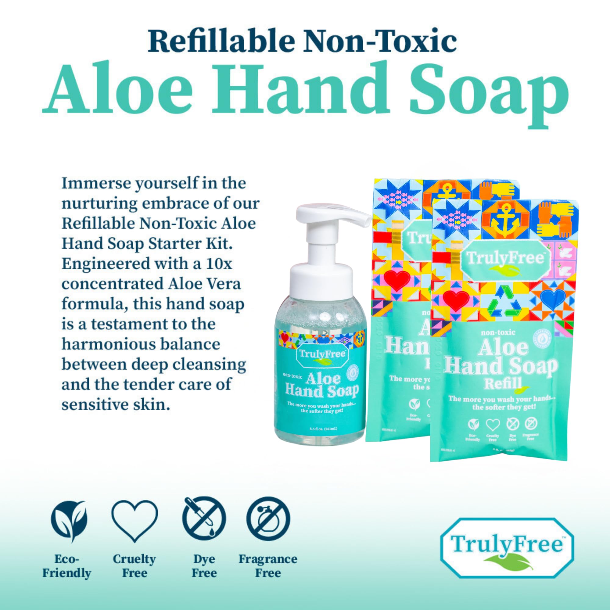 Truly Free Aloe Unscented Hand Soap at office desk for daily hygiene