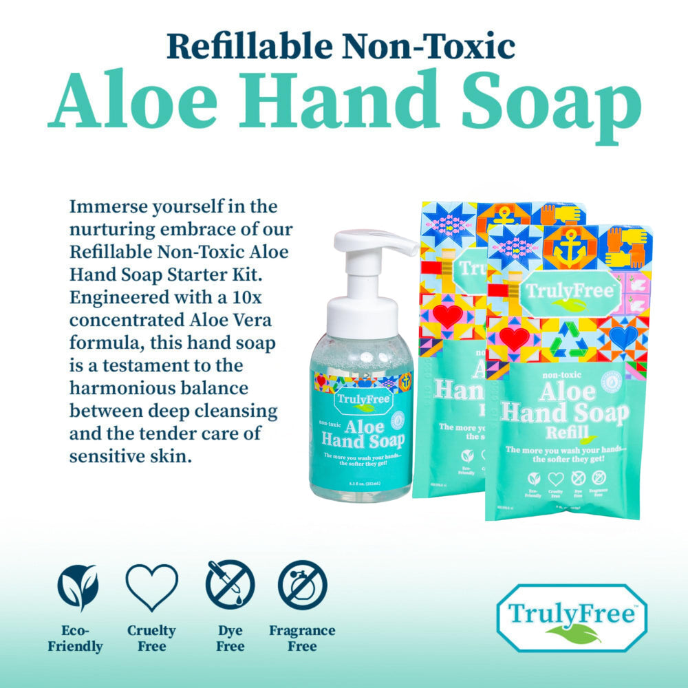 Truly Free Aloe Unscented Hand Soap at office desk for daily hygiene