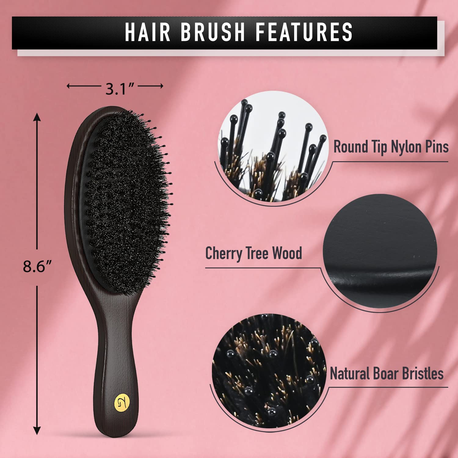 TRULY GENUINE STOCKHOLM mixed-bristles detangling closeup promotes gentle detangling for thick hair.