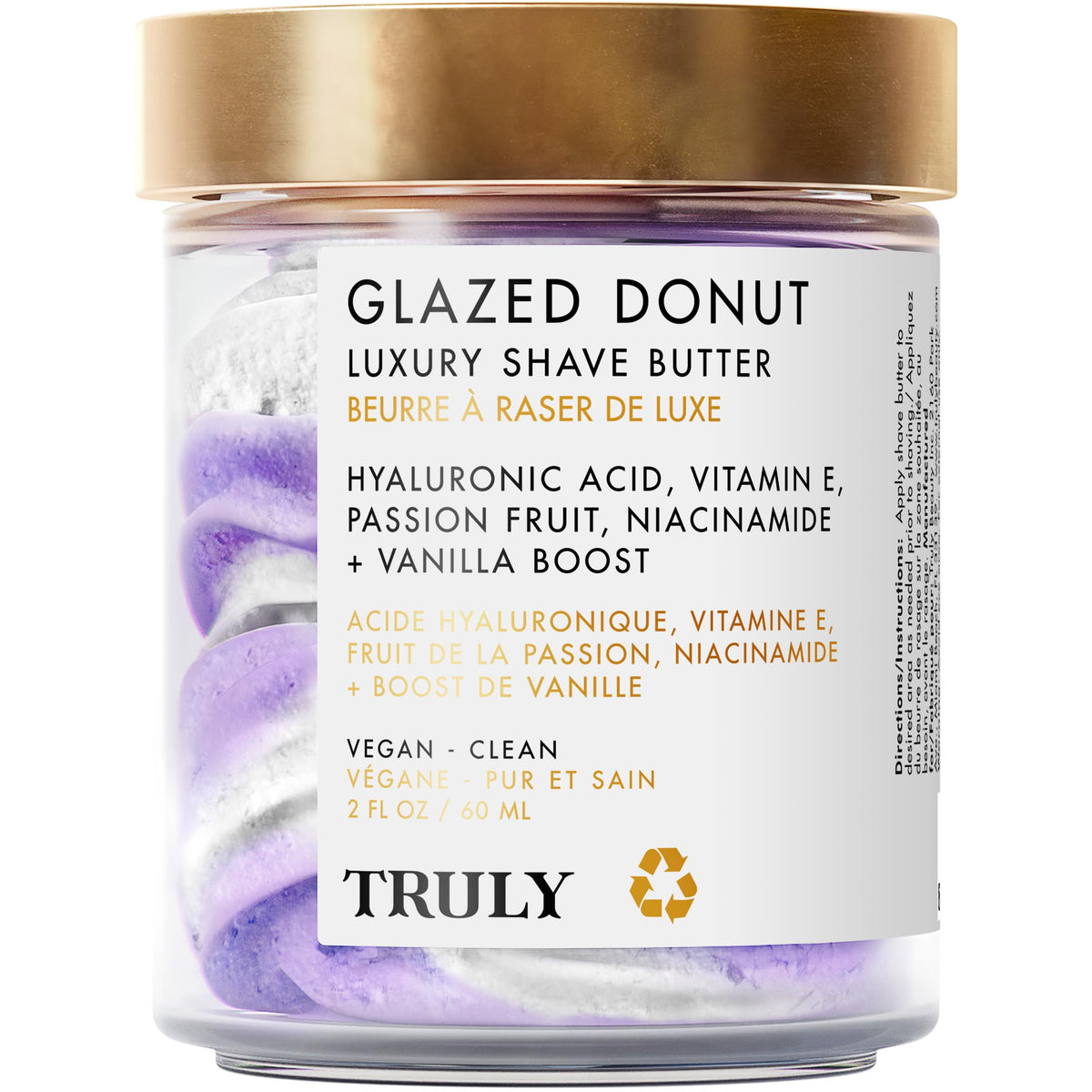 Truly Glazed Donut luxury shave butter jar close-up showing rich hydration and barrier texture