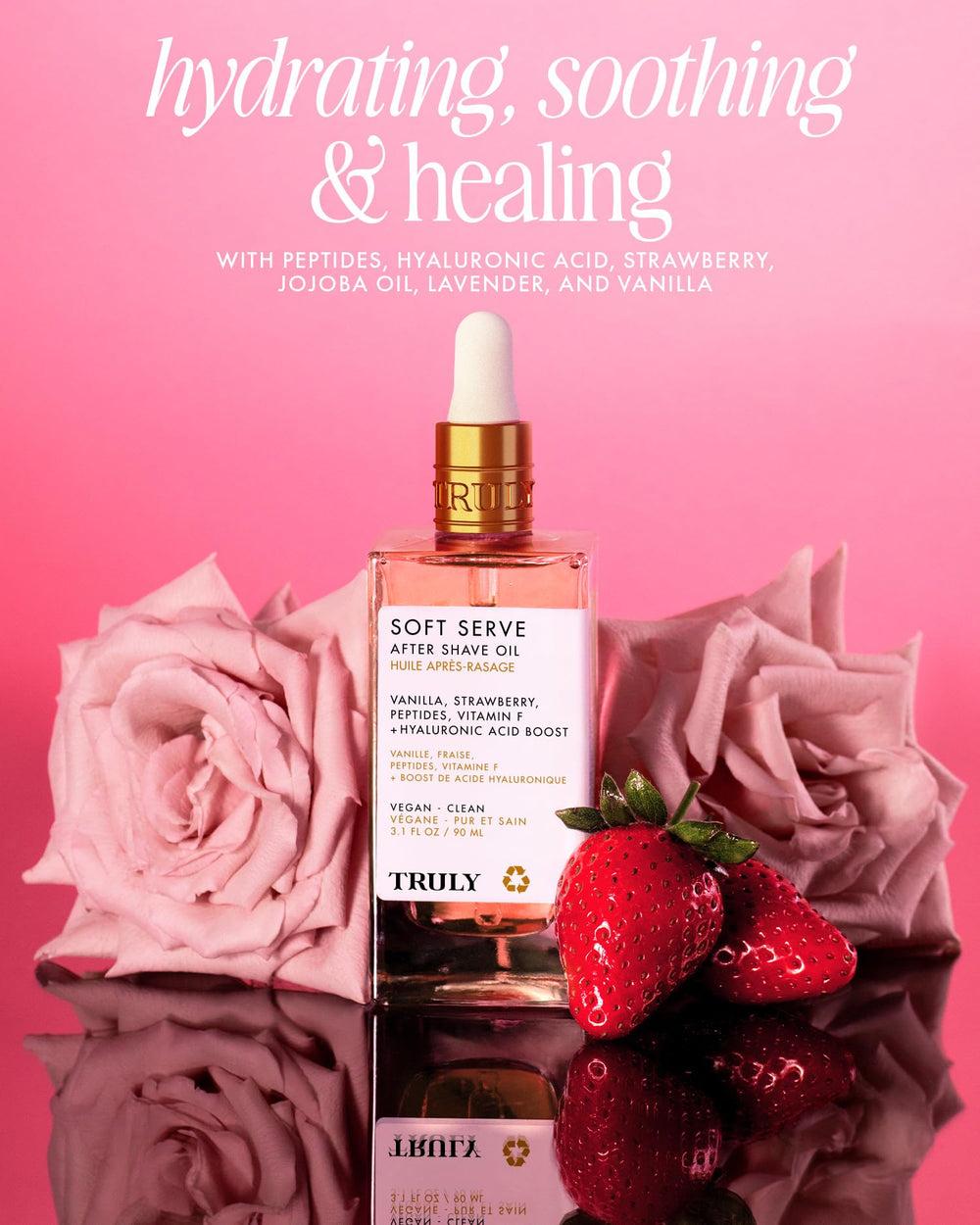 Truly Soft Serve texture swirl showing lightweight oil that absorbs quickly.