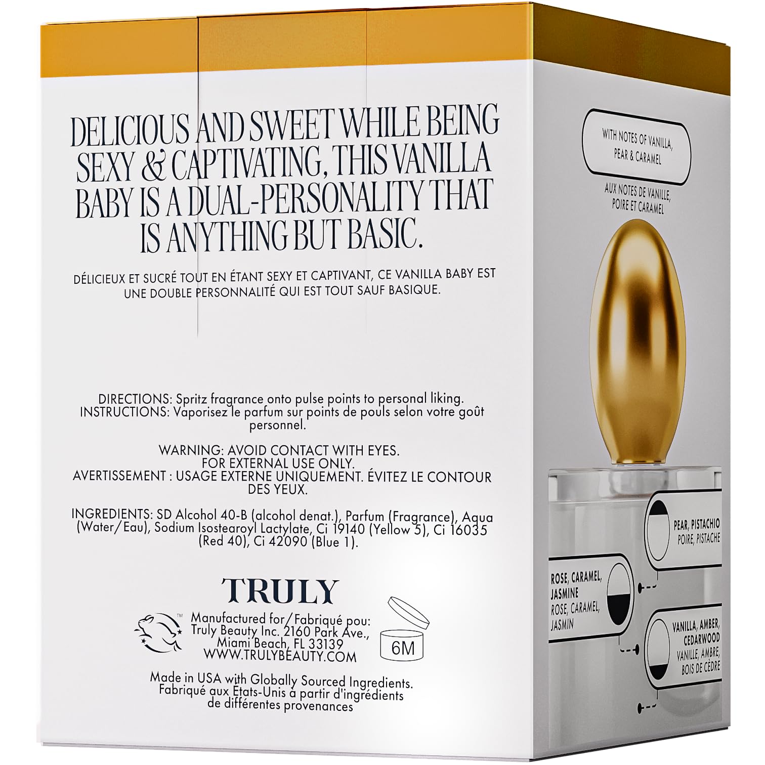Truly Vanilla Baby pear note closeup hints fresh brightness for everyday use.