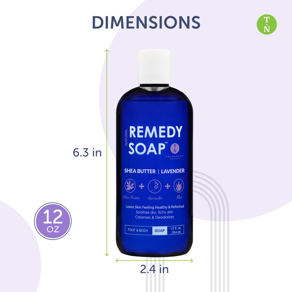 Truremedy Naturals lavender shea body wash pump demonstrates easy daily use.