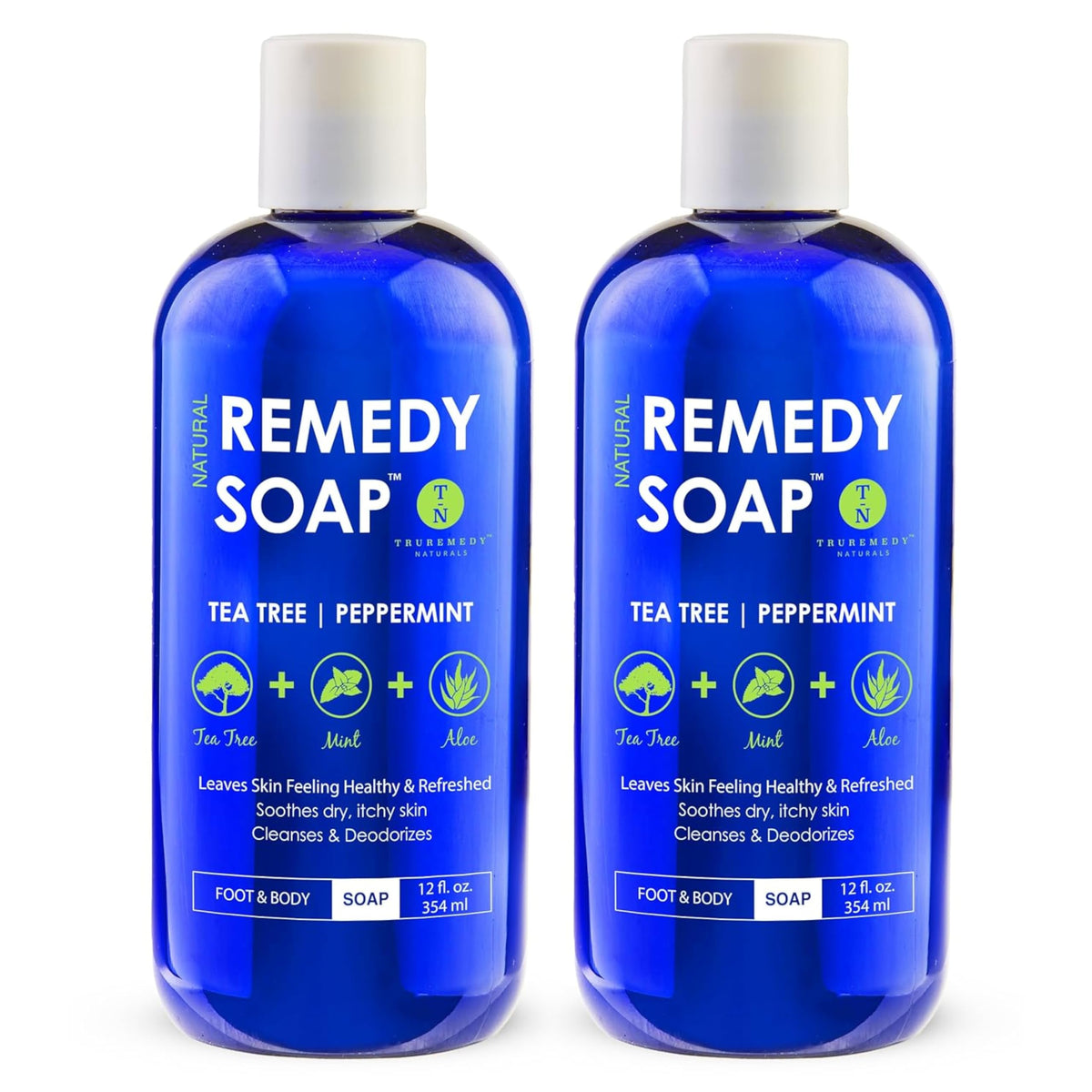 Truremedy Naturals Tea Tree Body Wash bottle pour delivers a refreshing cleanse after workouts.