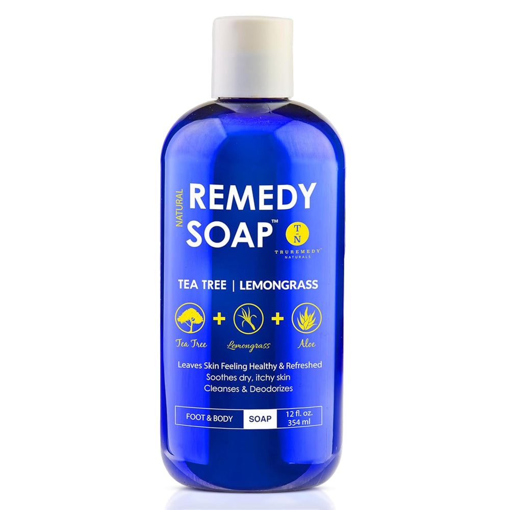 Truremedy Naturals Tea Tree Lemongrass Body Wash bottle offers refreshing cleansing for daily skin care