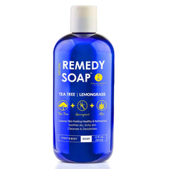 Truremedy Naturals Tea Tree Lemongrass Body Wash bottle offers refreshing cleansing for daily skin care