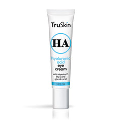 TruSkin eye cream application dot on finger demonstrating gentle under-eye care.