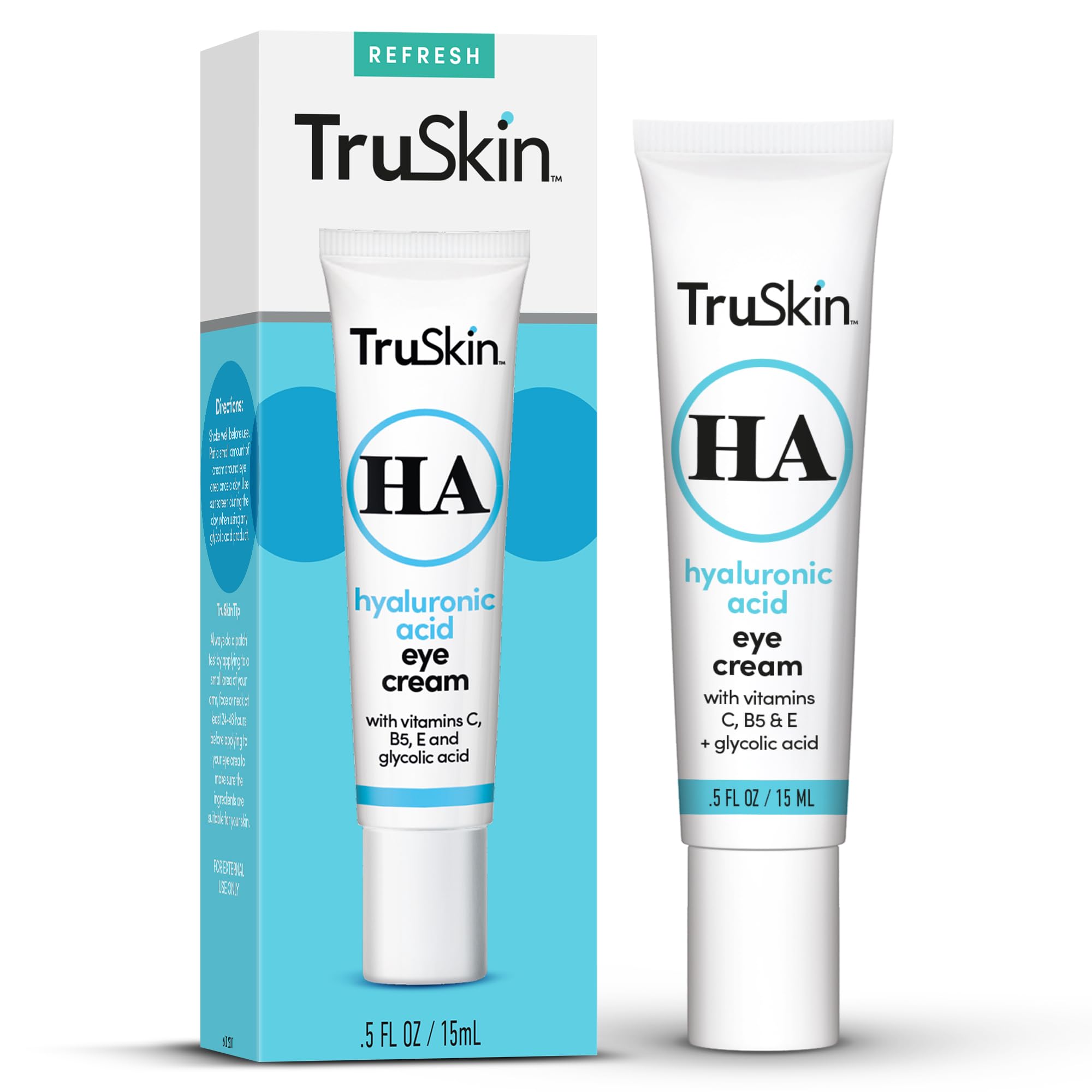 TruSkin eye cream jar close-up highlighting hydration for brighter under-eye skin.