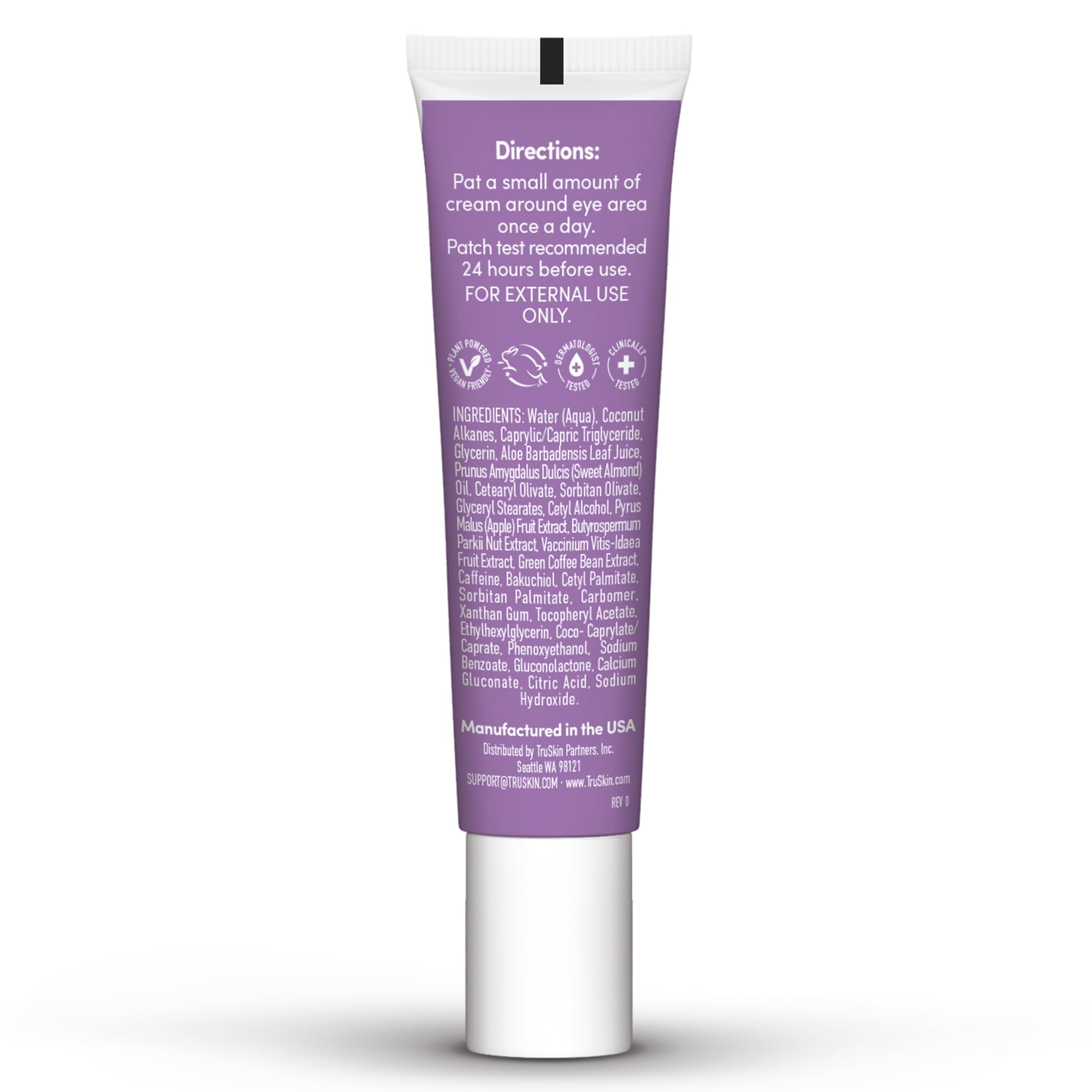 TruSkin Longevity Eye Cream made in USA with globally sourced ingredients.